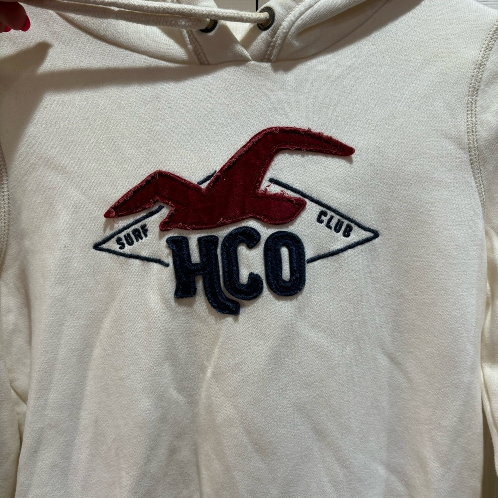 HOLLISTER Women’s Vintage Hooded Hoodie Drawstring Sweatshirt - white, size M - Picture 3 of 4